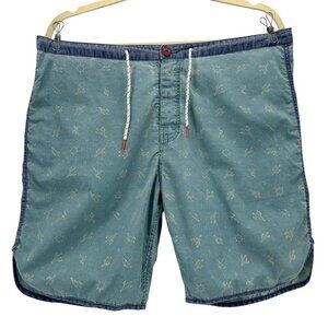 Katin USA Mens 34 Board Shorts Cactus Sun Umbrella Blue Snap Button Drawstring